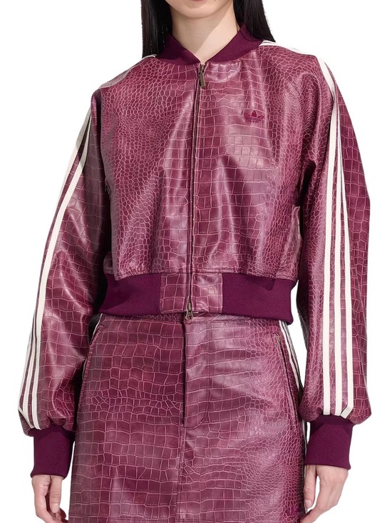 adidas Dresses & Skirts - 2 PIECE…adidas Burgundy Croc-Embossed Bomber Jacket with matching skirt #SET